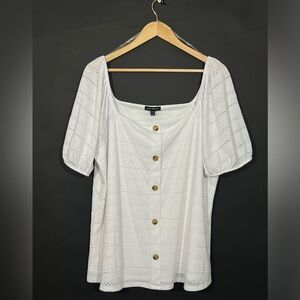 Lane Bryant Blouse Top Women’s Sz 18/20 White Off the Shoulder Short Sleeve New